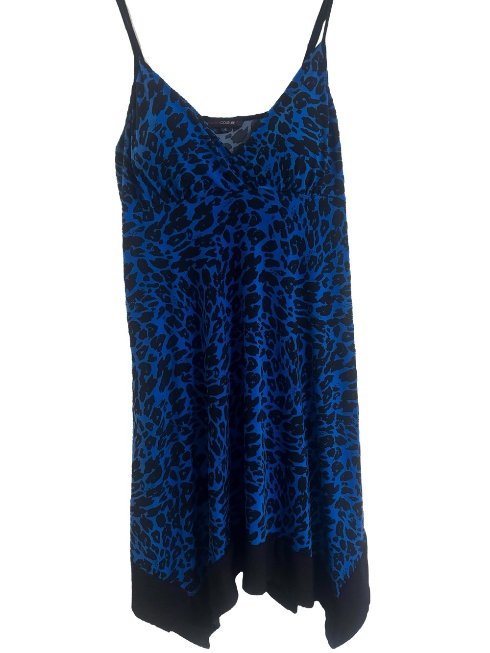 Candy Couture Blue Leopard Print Short Dress - Large